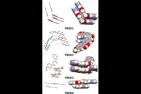 ball and stick diagrams of PBDK molecules